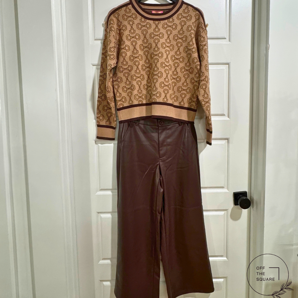 Dark Brown Leather-Look Pants