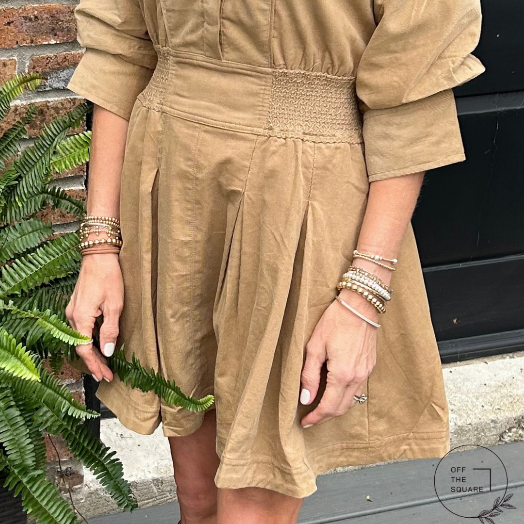 Button Up Front Corduroy Mini Dress