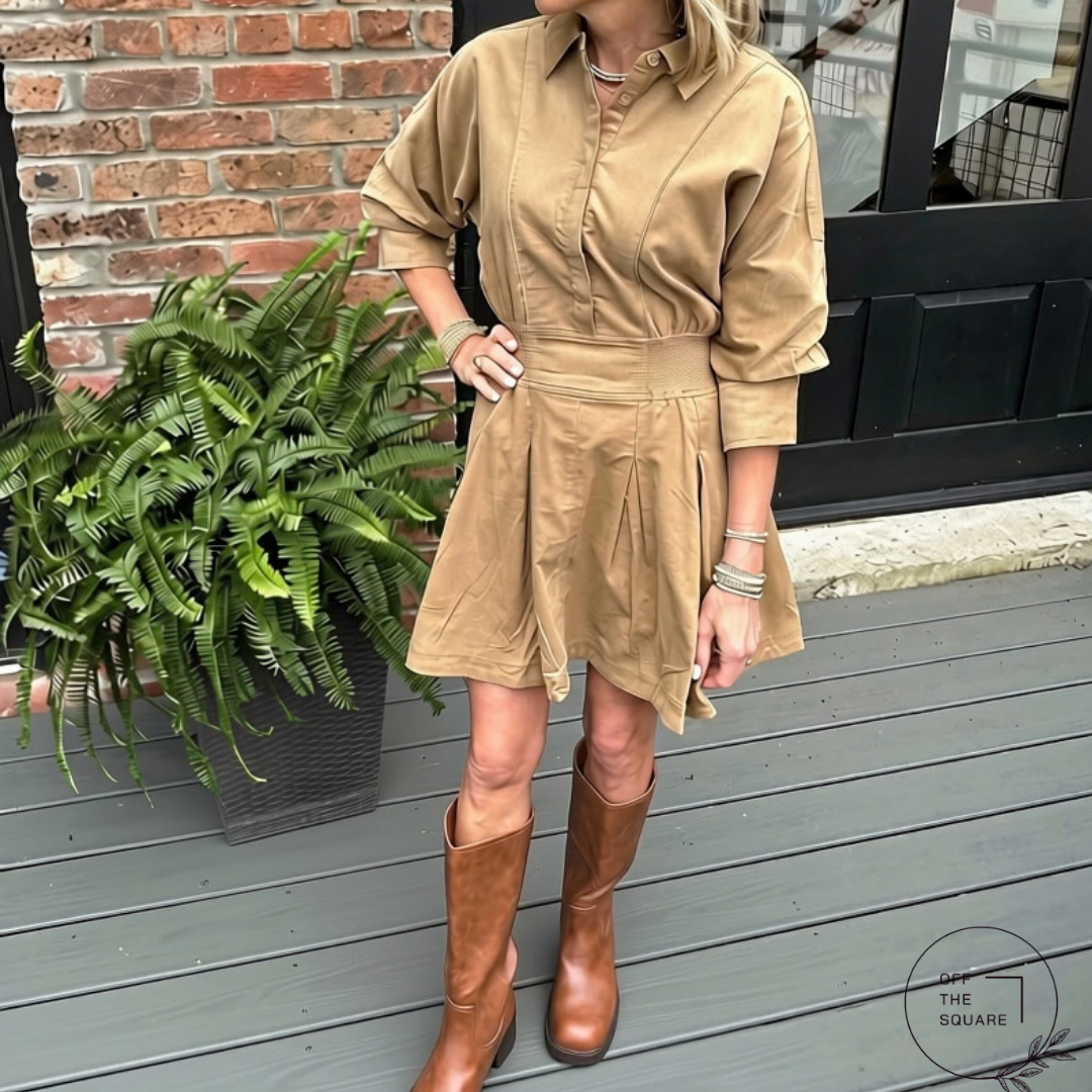 Button Up Front Corduroy Mini Dress