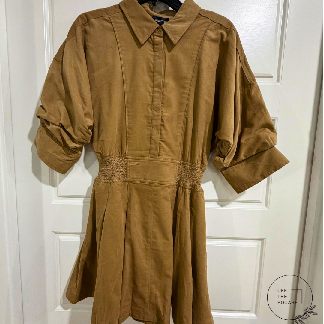 Button Up Front Corduroy Mini Dress