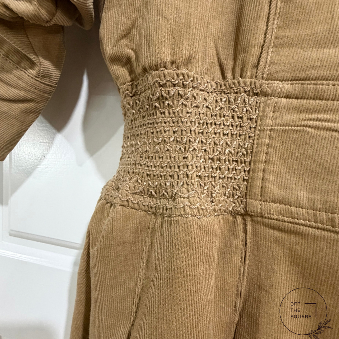 Button Up Front Corduroy Mini Dress