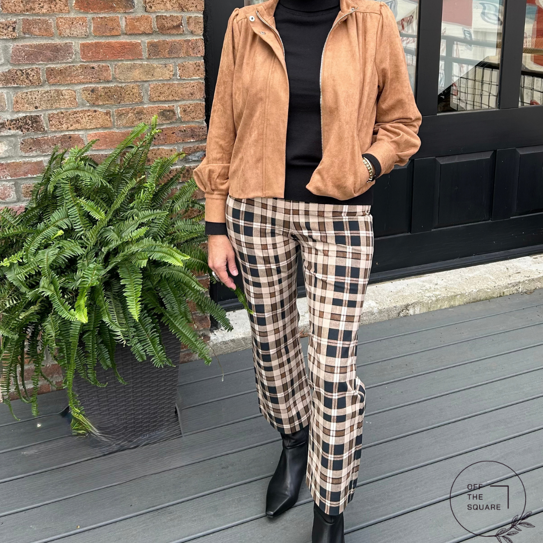 Sugar Almond Suede Mock Neck Zip Up Jacket
