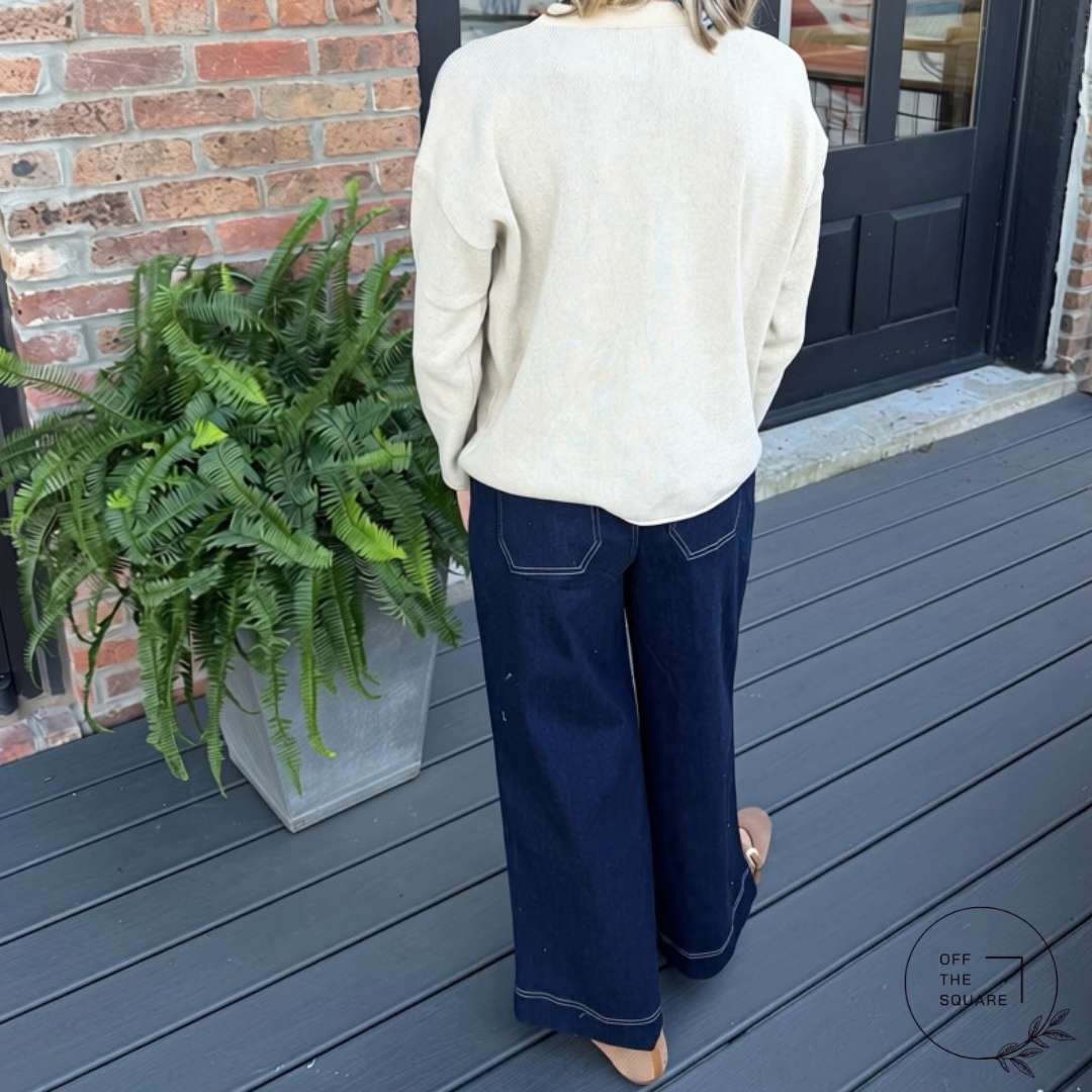 Spartina Pritchard Wide Leg Pull On Jean - Midnight Marina Rinse Wash