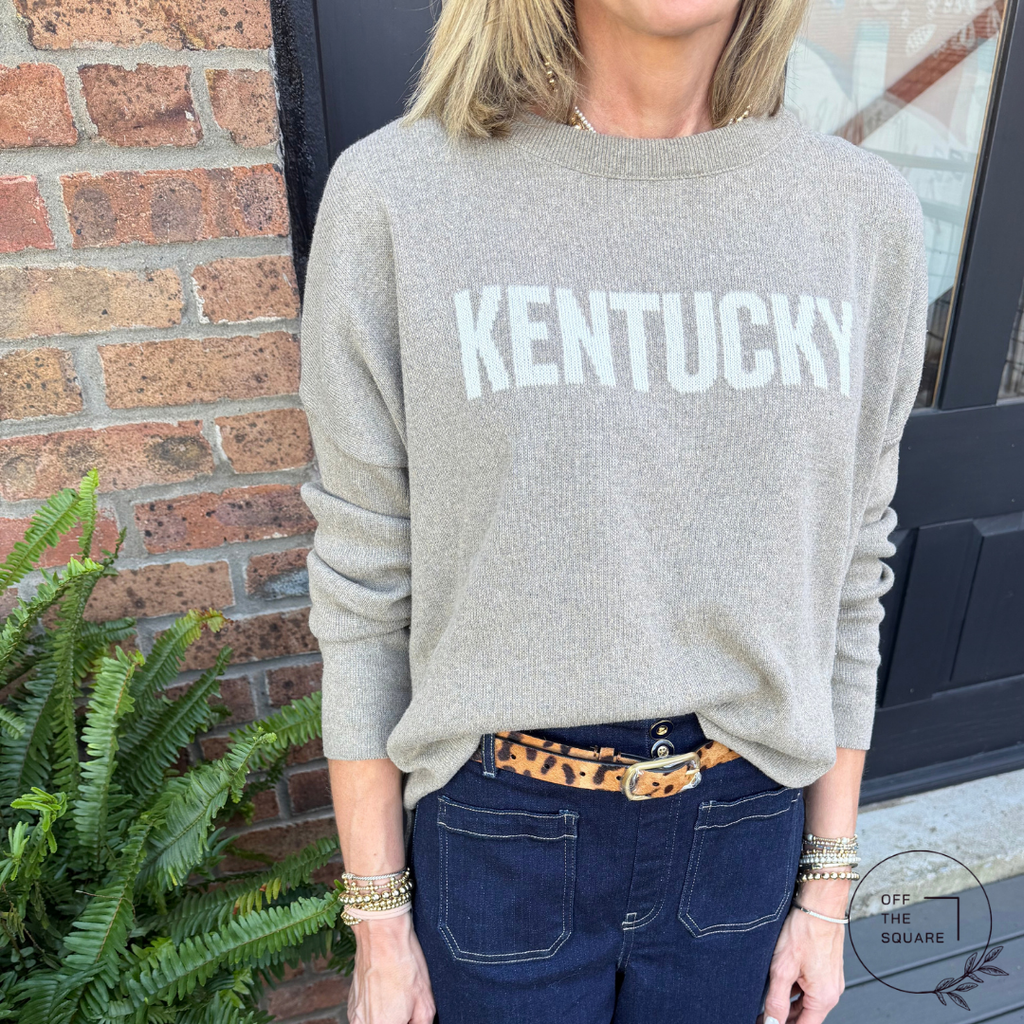 Town Pride Kentucky Front/ Horse Back Sweater - Tan