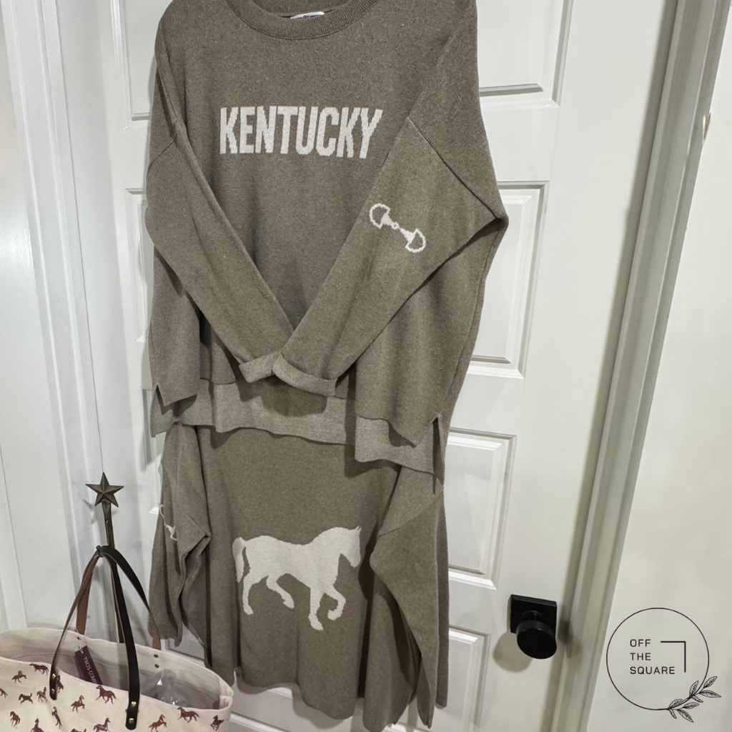 Town Pride Kentucky Front/ Horse Back Sweater - Tan