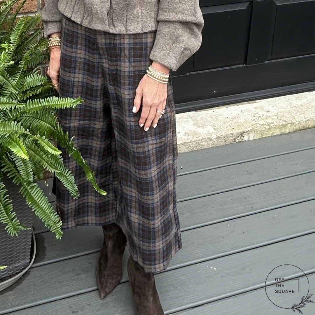 Plaid Wide-Leg Palazzo Pants
