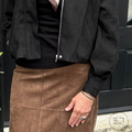 Brown Suede Straight Skirt